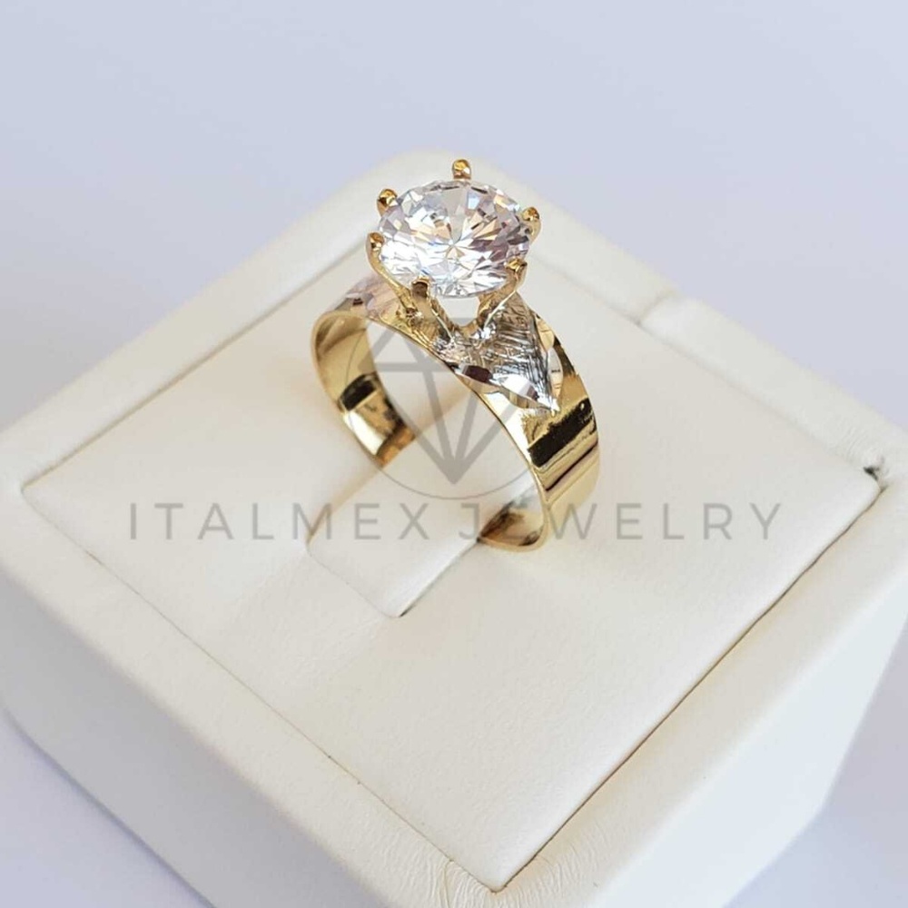 18K GF Round Solitaire CZ Ring|Anillo Oro Laminado - Picture 2 of 5